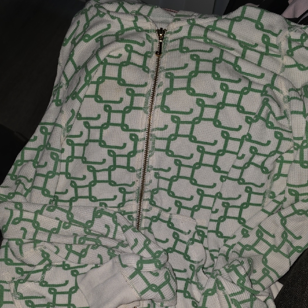 Juicy Couture White & Green Patterned Zip-Up Jacket